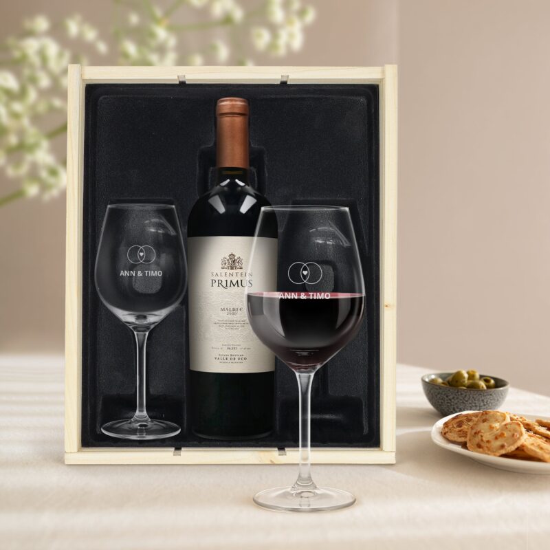 Bild von geschenkset wein mit glaesernjpg | 🌟 Gravur nach Wunsch 🪄