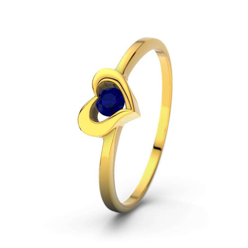 Bild von blauer saphir gelbgoldring lisjpg | 🌟 Gravur nach Wunsch 🪄