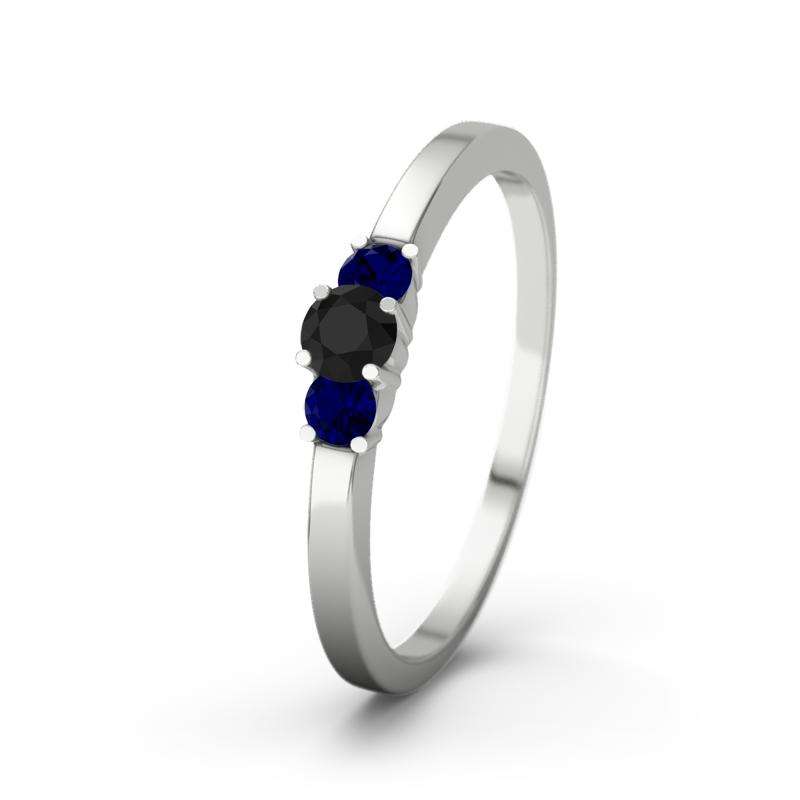 Bild von blauer saphir weissgoldring shjpg | 🌟 Gravur nach Wunsch 🪄